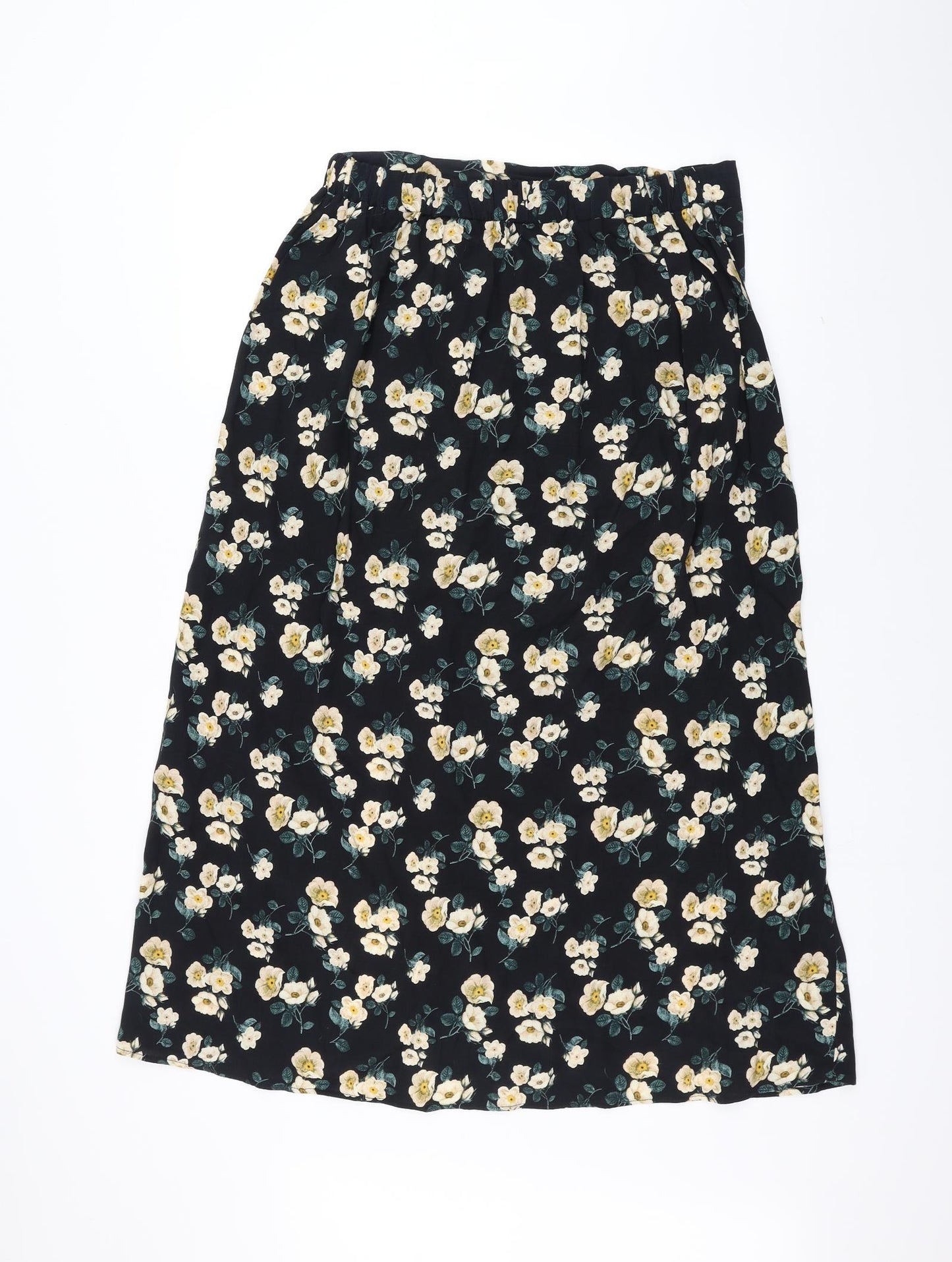 River Island Womens Black Floral  A-Line Skirt Size 14