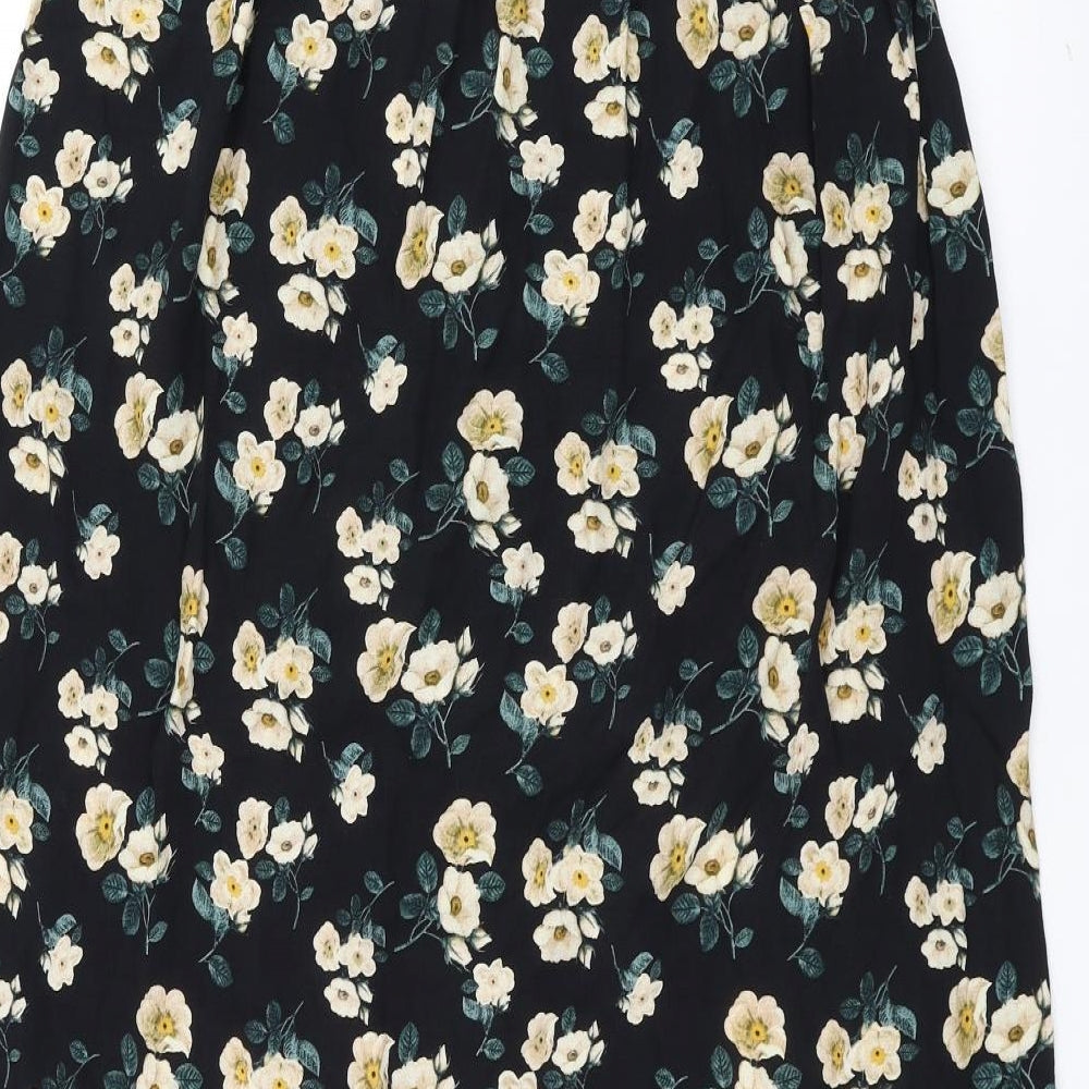 River Island Womens Black Floral  A-Line Skirt Size 14