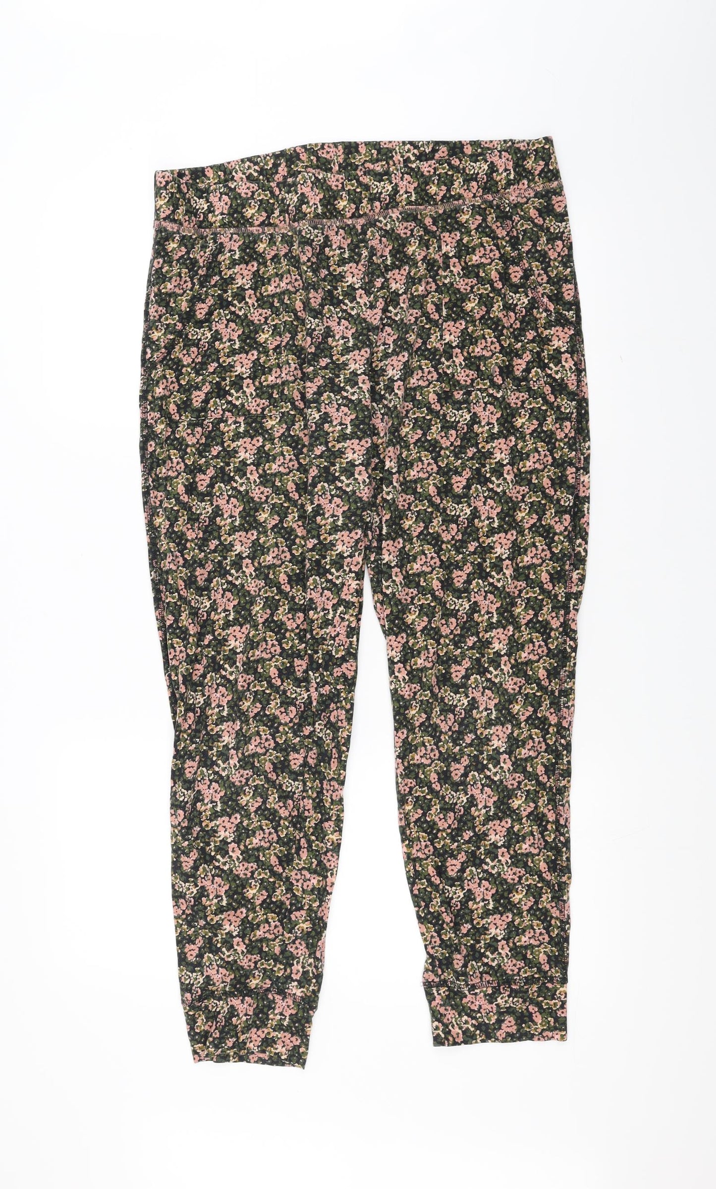 NEXT Womens Black Floral  Trousers  Size 16 L25 in