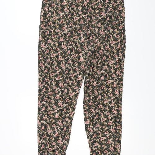 NEXT Womens Black Floral  Trousers  Size 16 L25 in