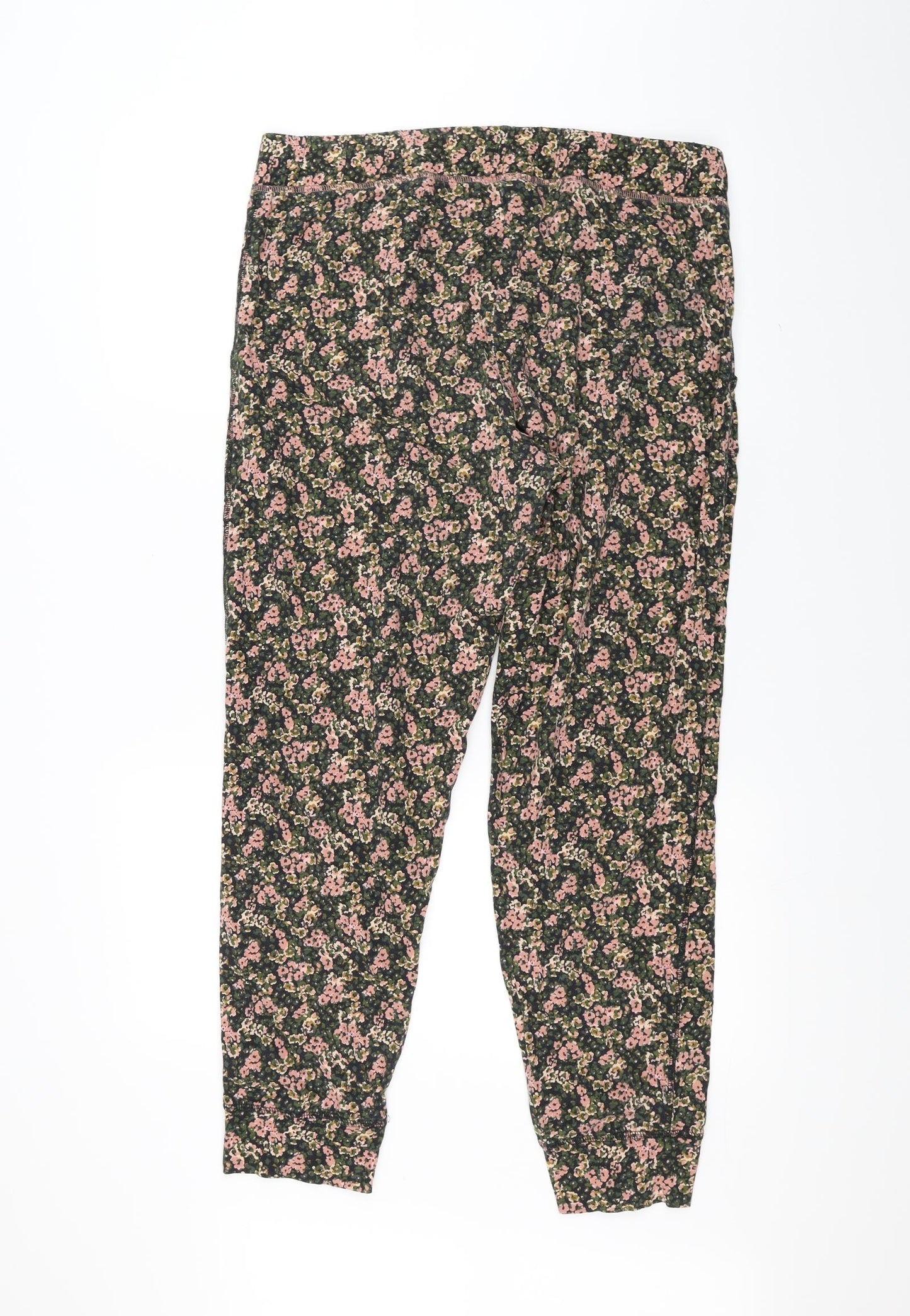 NEXT Womens Black Floral  Trousers  Size 16 L25 in