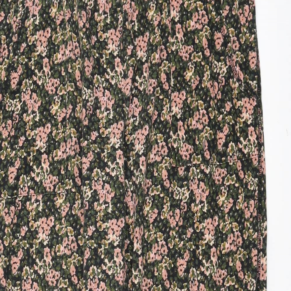 NEXT Womens Black Floral  Trousers  Size 16 L25 in