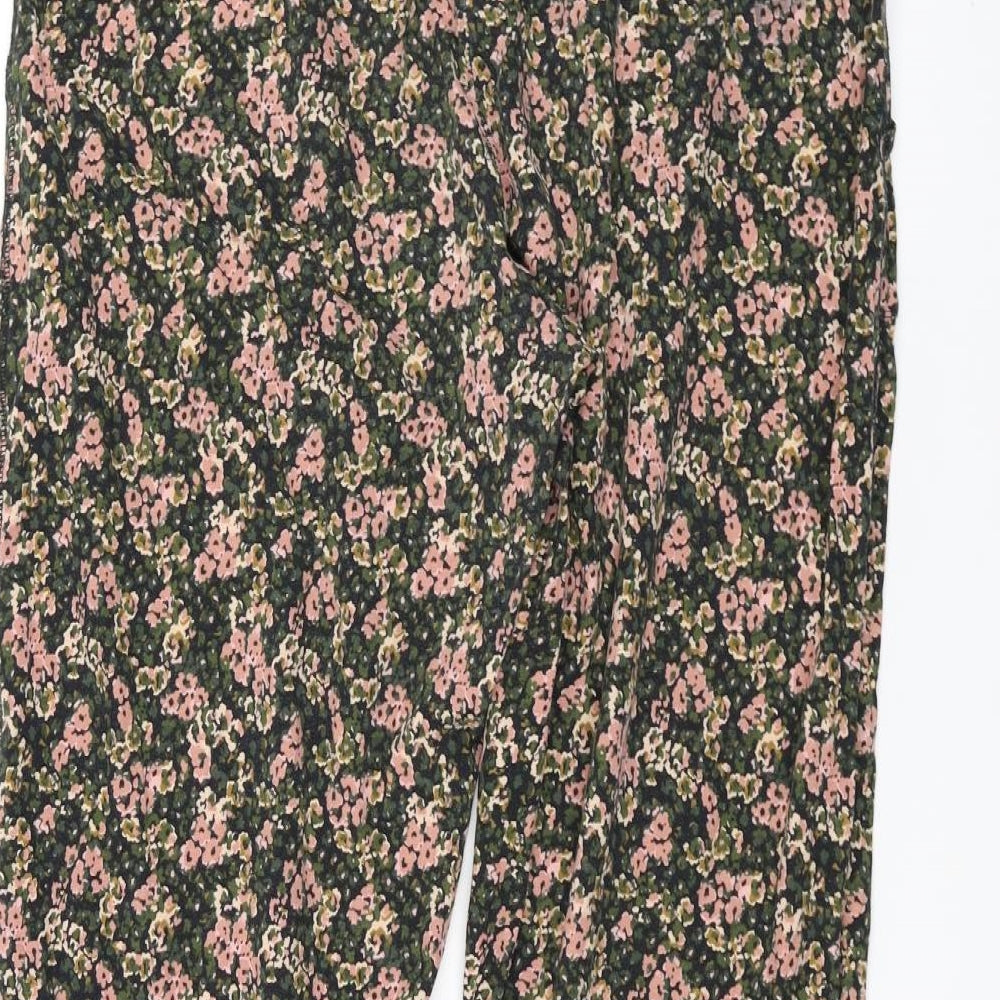 NEXT Womens Black Floral  Trousers  Size 16 L25 in