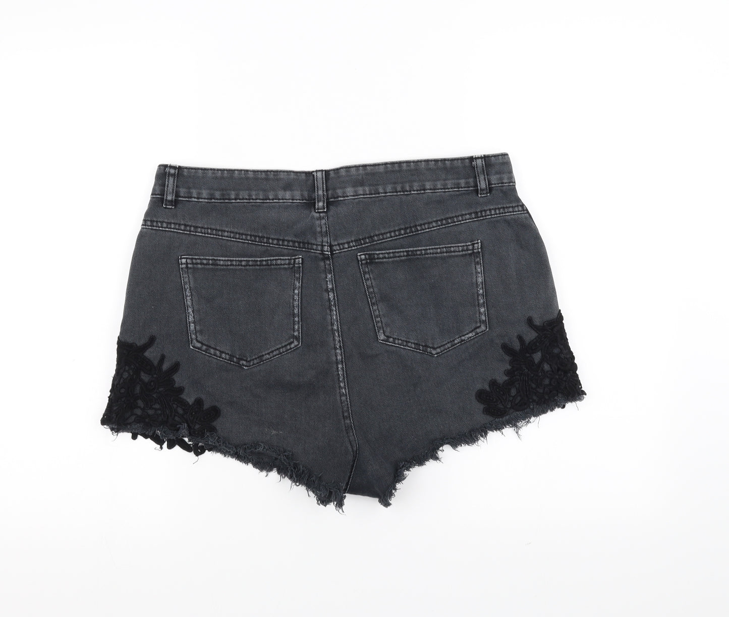 DENIMCO Womens Black  Denim Cut-Off Shorts Size 14
