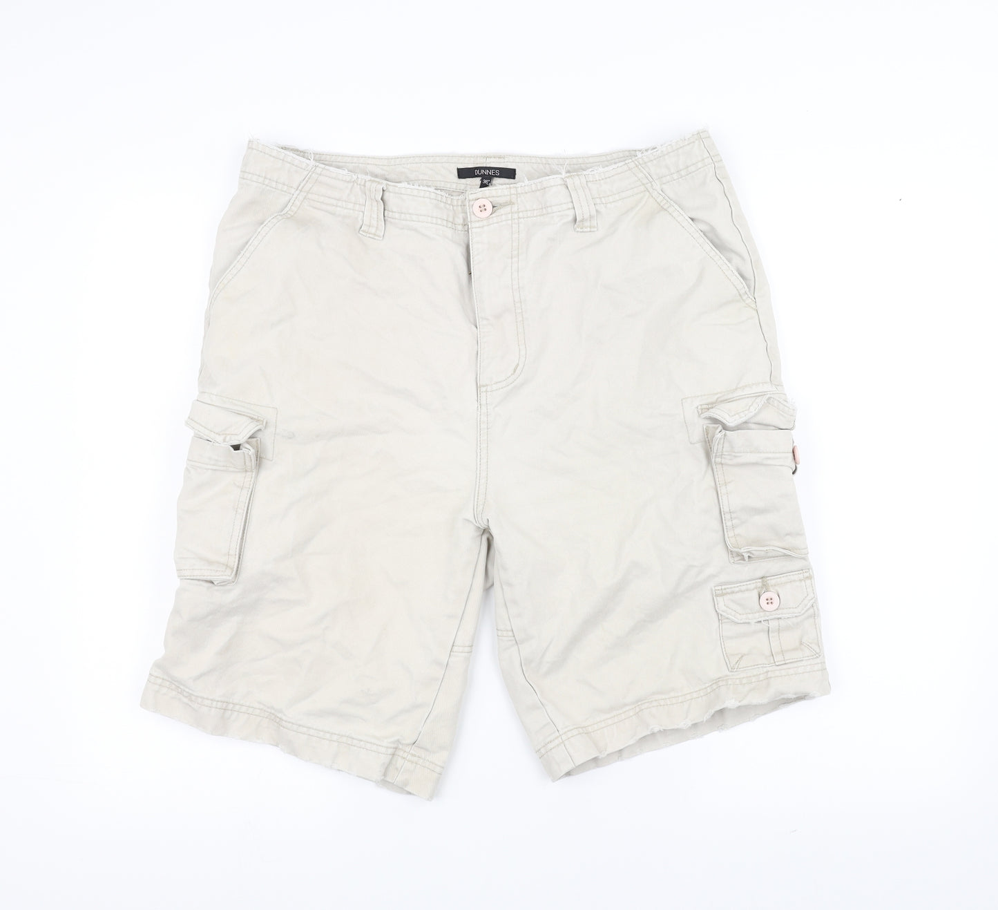 DUNNIES Mens White   Cargo Shorts Size 36