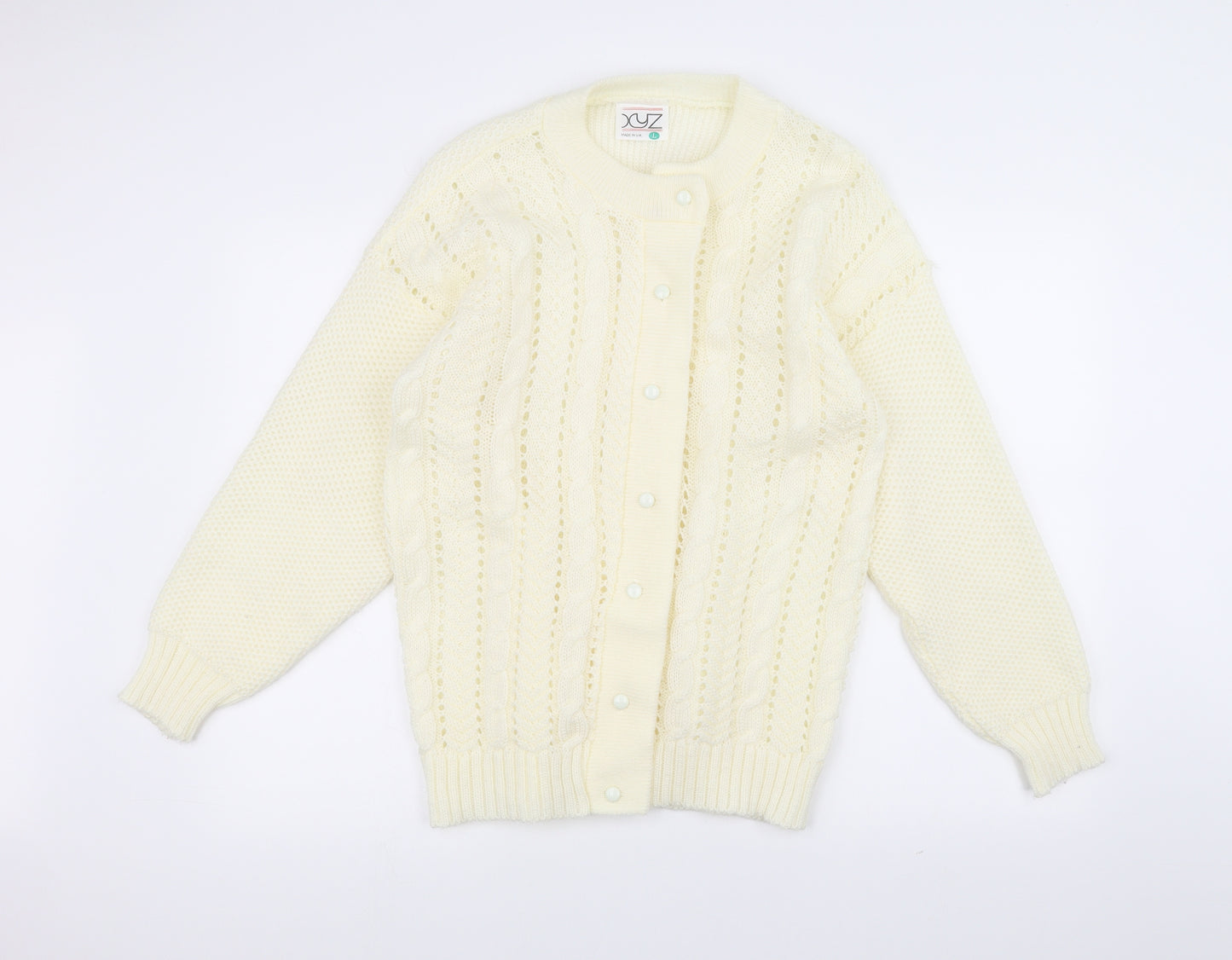 XYZ Womens White  Knit Jacket Coatigan Size L