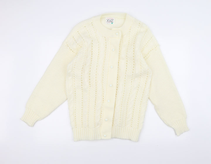 XYZ Womens White  Knit Jacket Coatigan Size L