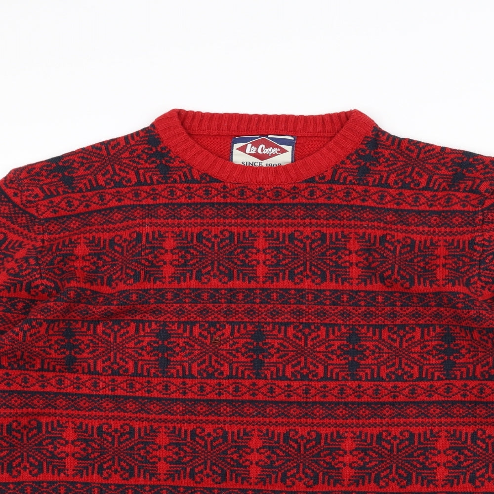 Lee Cooper Mens Red  Knit Pullover Jumper Size L  - Christmas  Jumper
