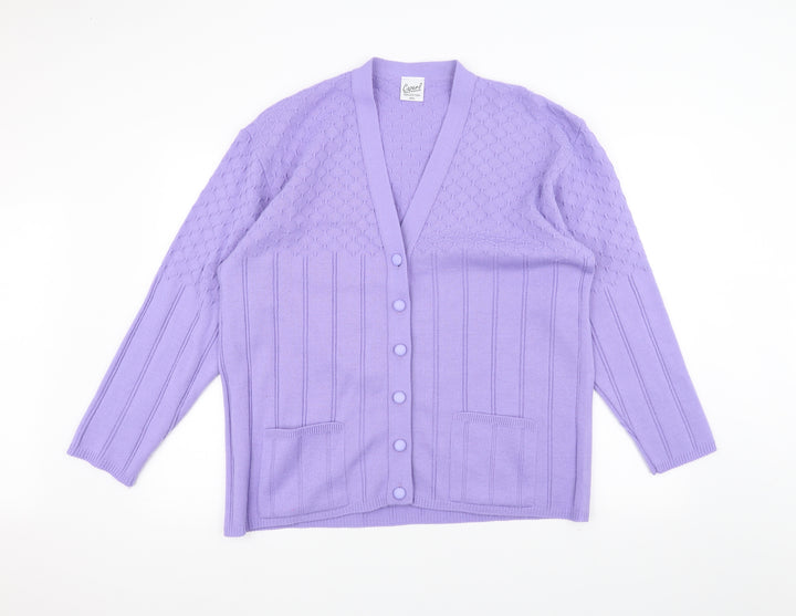 Capers Womens Purple Knit Jacket Coatigan Size 2XL