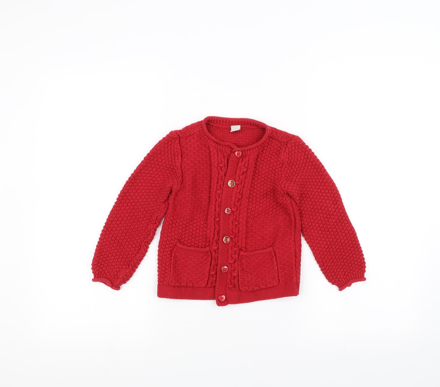 TU Girls Red  Knit Jacket Coatigan Size 4-5 Years