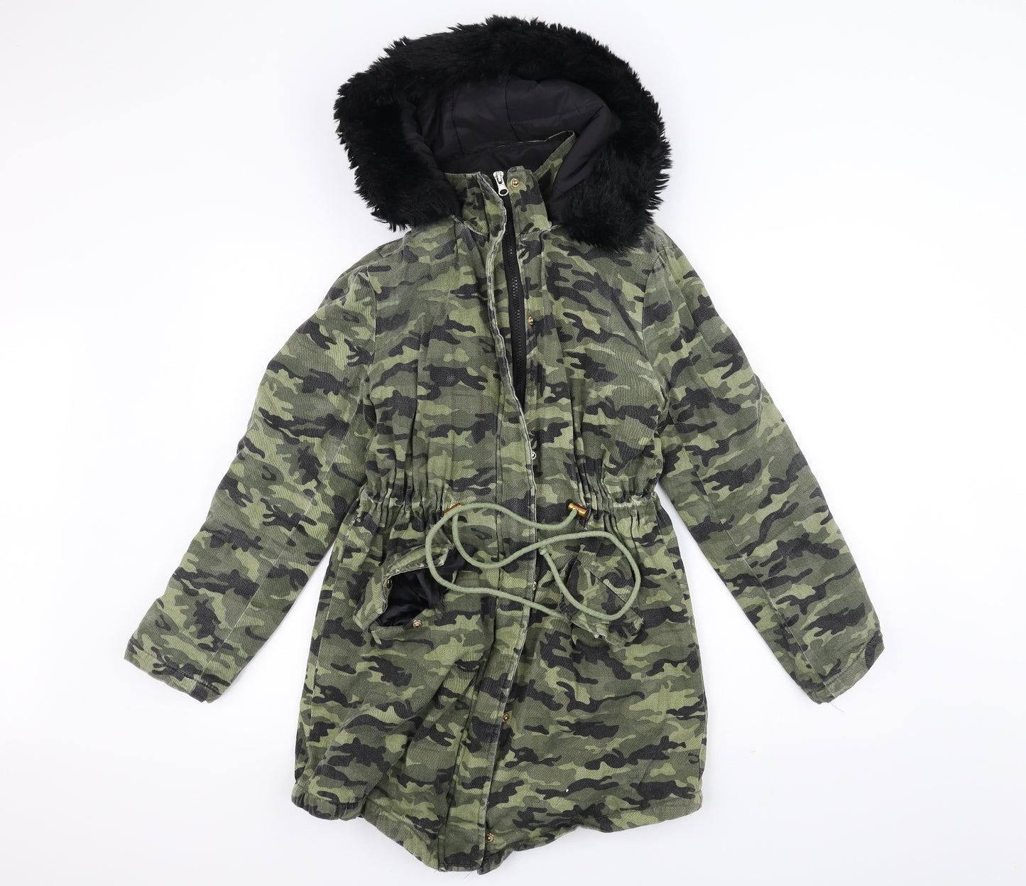 Preworn Womens Green Camouflage  Parka Coat Size M