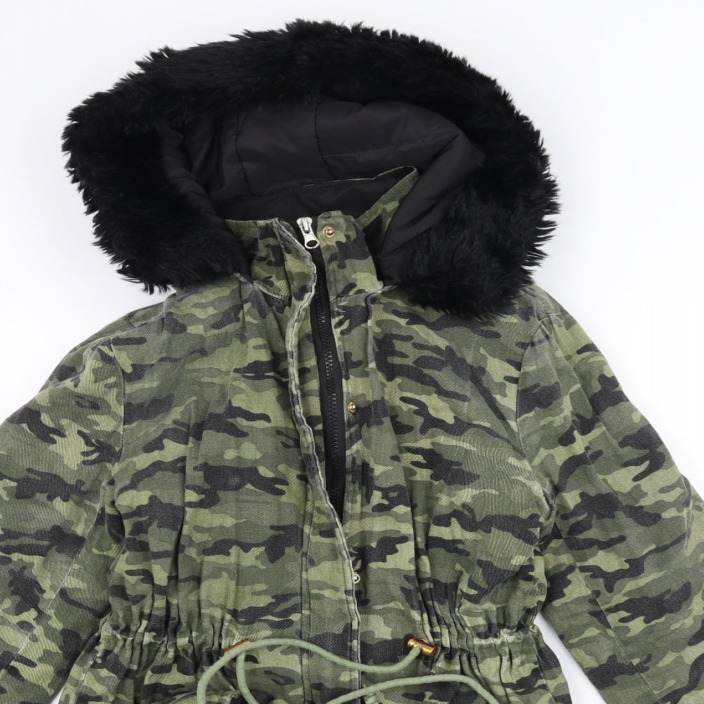 Preworn Womens Green Camouflage  Parka Coat Size M