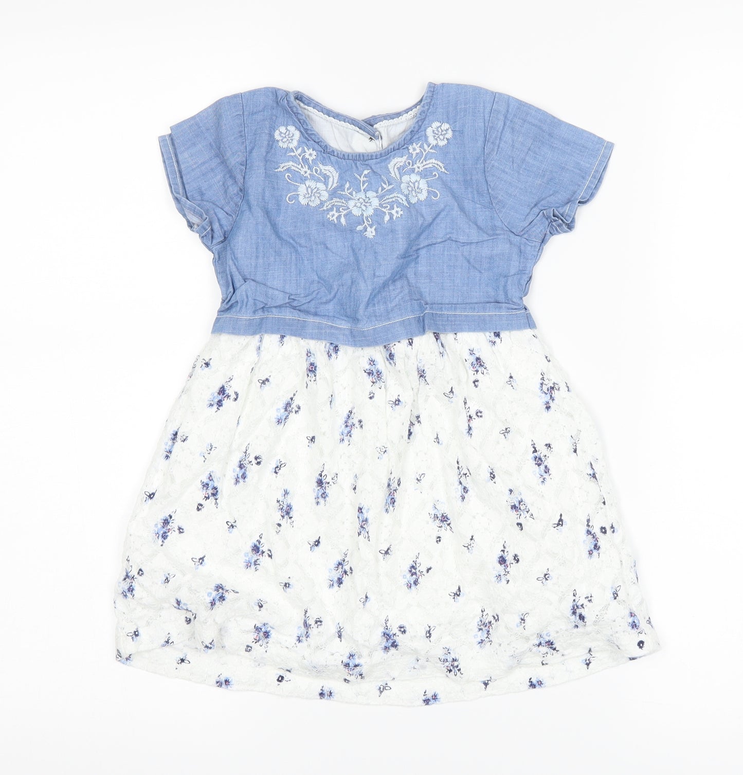 Matalan Girls Blue Floral  A-Line  Size 18-24 Months