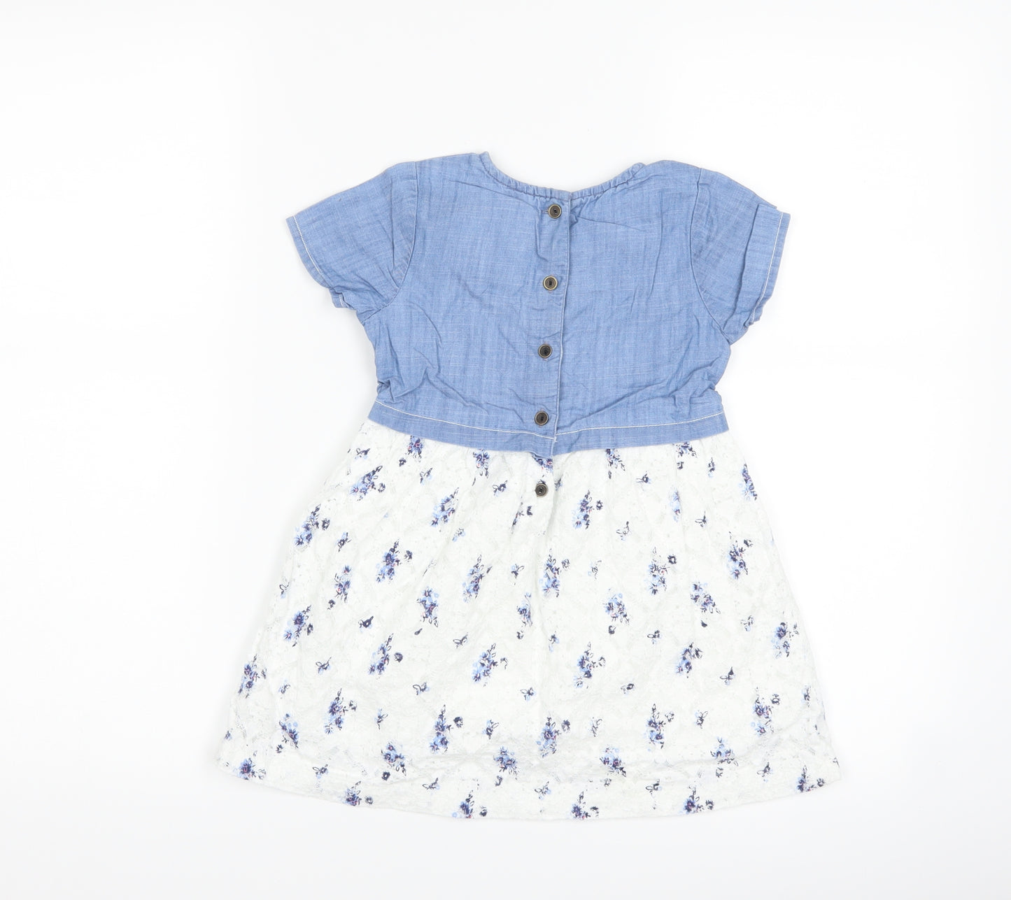 Matalan Girls Blue Floral  A-Line  Size 18-24 Months