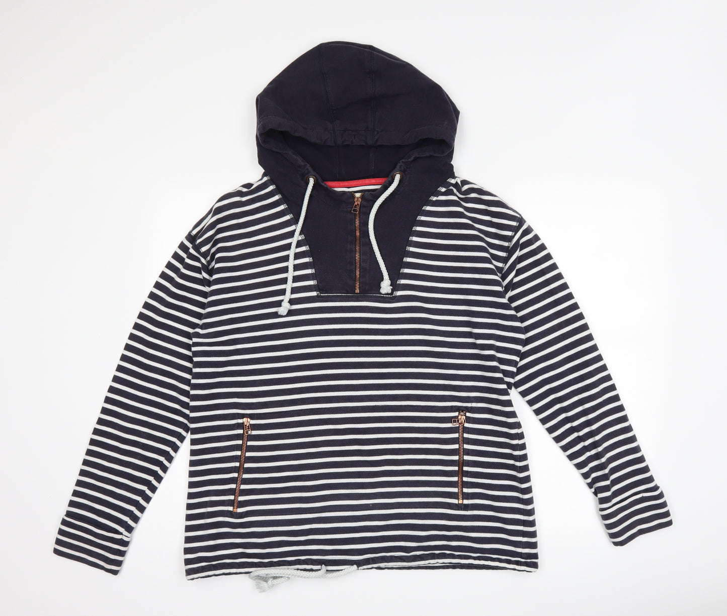 NEXT Womens Blue Striped  Pullover Hoodie Size 16