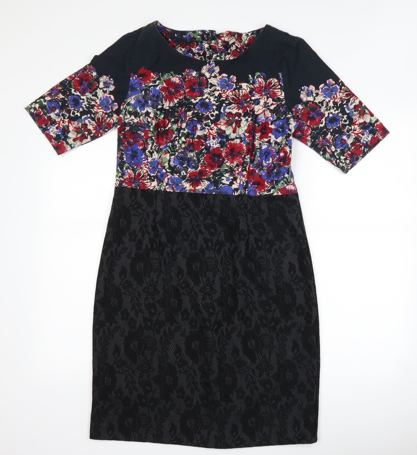 NEXT Womens Black Floral  Pencil Dress  Size 14