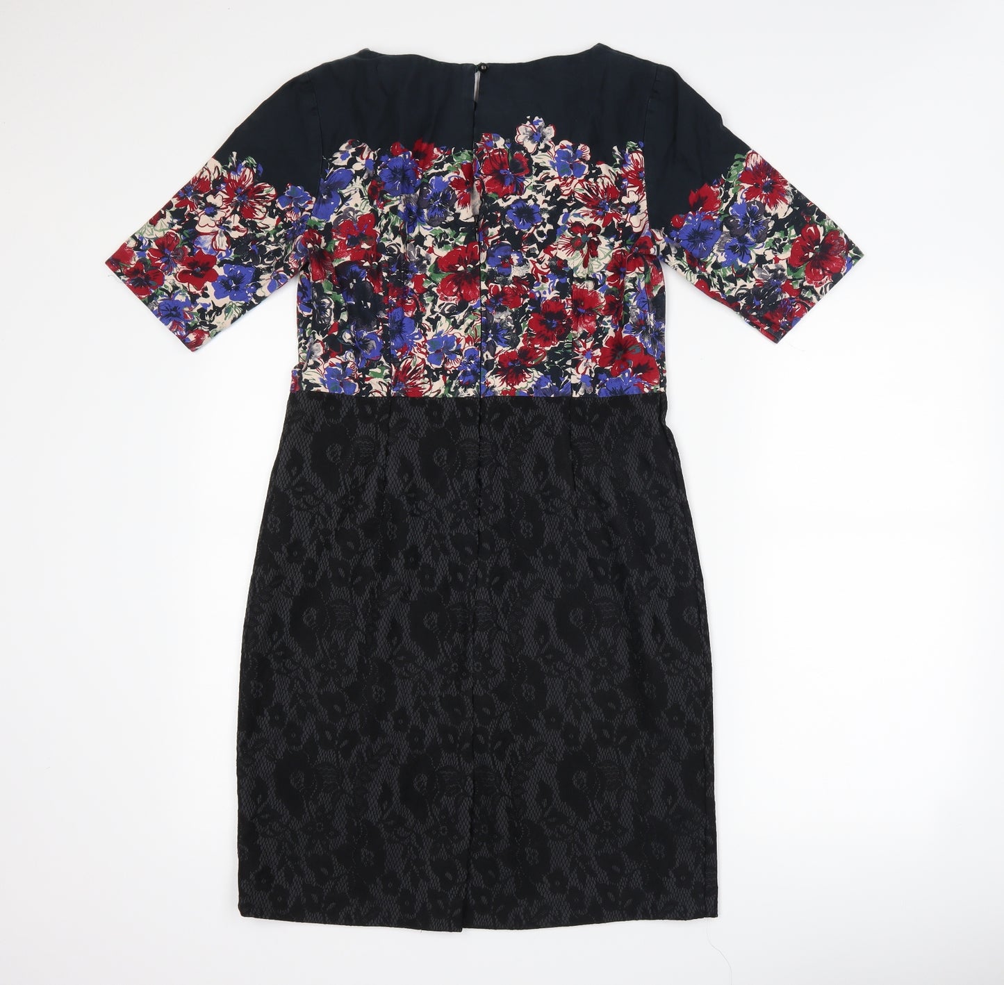 NEXT Womens Black Floral  Pencil Dress  Size 14