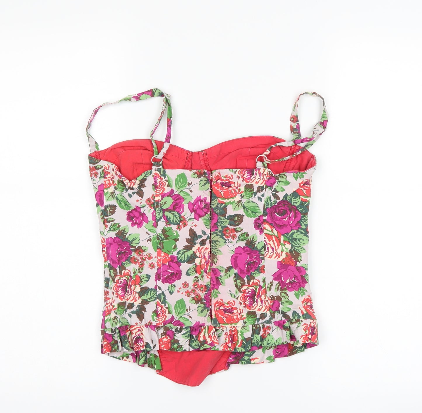 Topshop Womens White Floral  Cropped Tank Size 10  - Corset Top