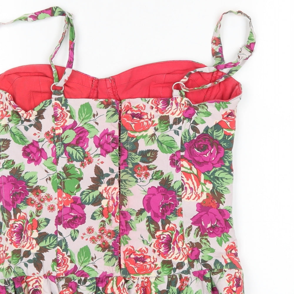 Topshop Womens White Floral  Cropped Tank Size 10  - Corset Top