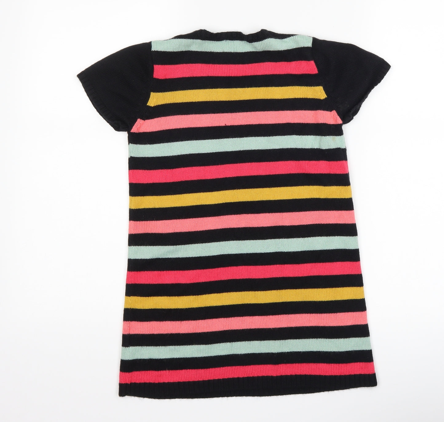 La Redoute Girls Black Striped  T-Shirt Dress  Size 10 Years