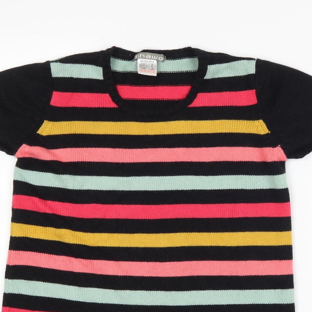 La Redoute Girls Black Striped  T-Shirt Dress  Size 10 Years