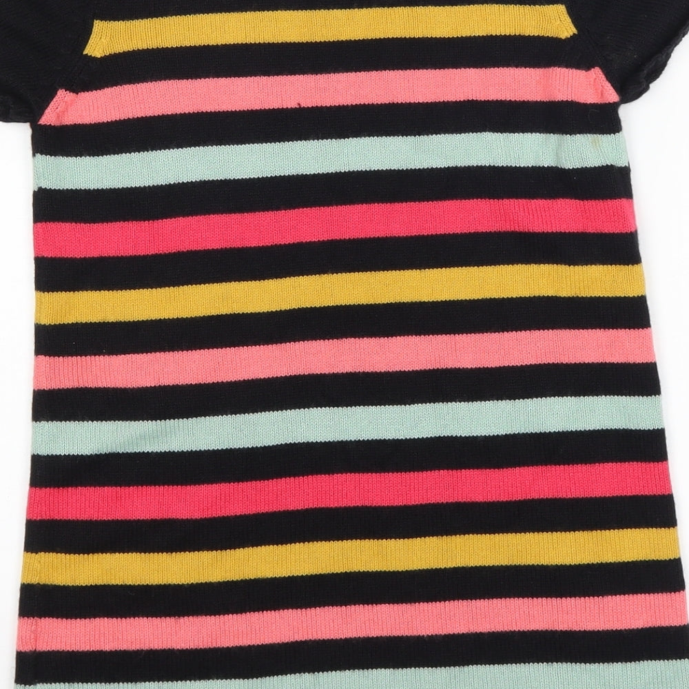 La Redoute Girls Black Striped  T-Shirt Dress  Size 10 Years