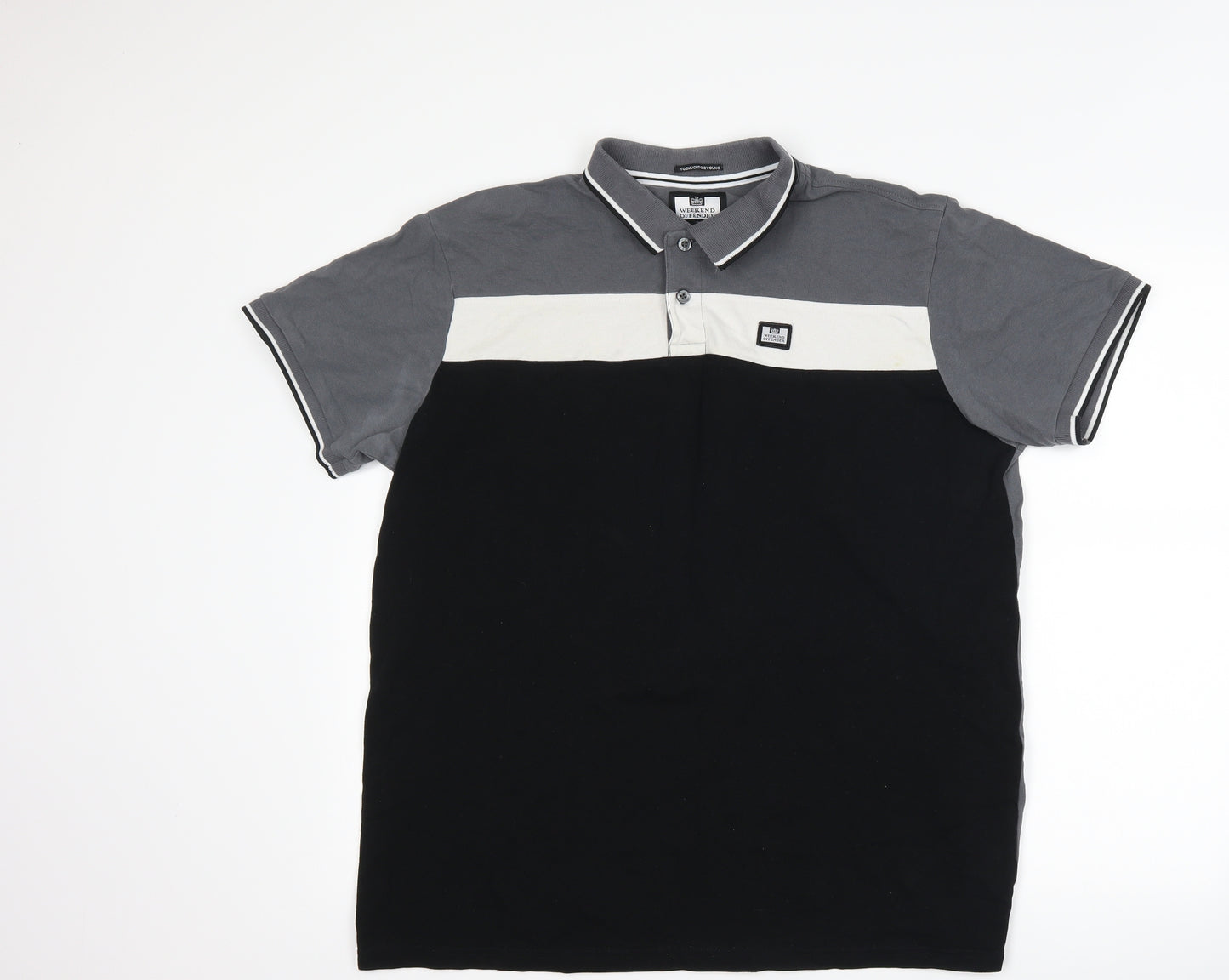 Weekend Offender Mens Black Striped   Polo Size XL