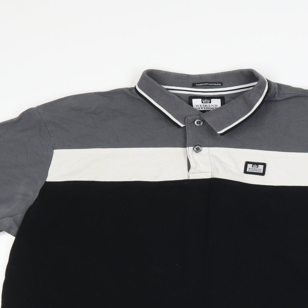 Weekend Offender Mens Black Striped   Polo Size XL