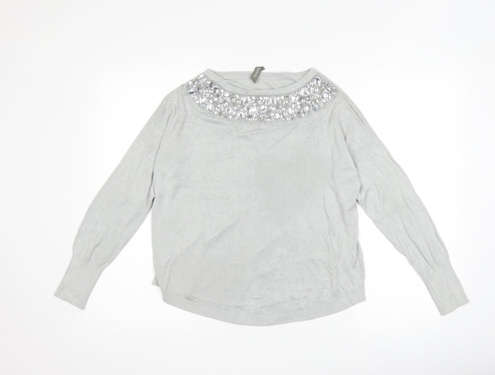 Oasis Womens Grey Pullover Jumper Size S