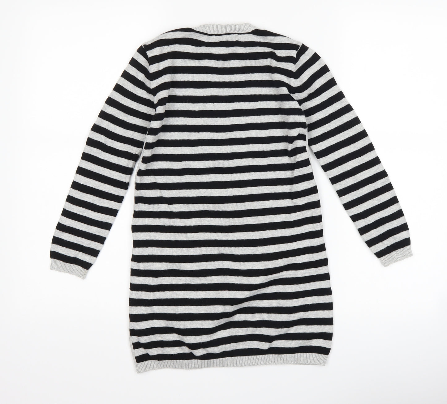 George Girls Grey Striped  Jumper Dress  Size 6-7 Years  - christmas penguin