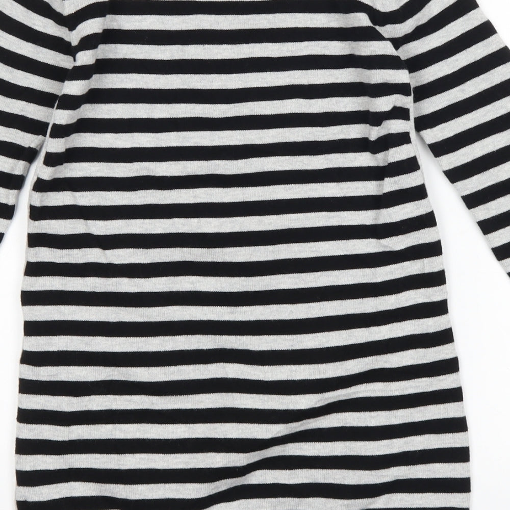 George Girls Grey Striped  Jumper Dress  Size 6-7 Years  - christmas penguin