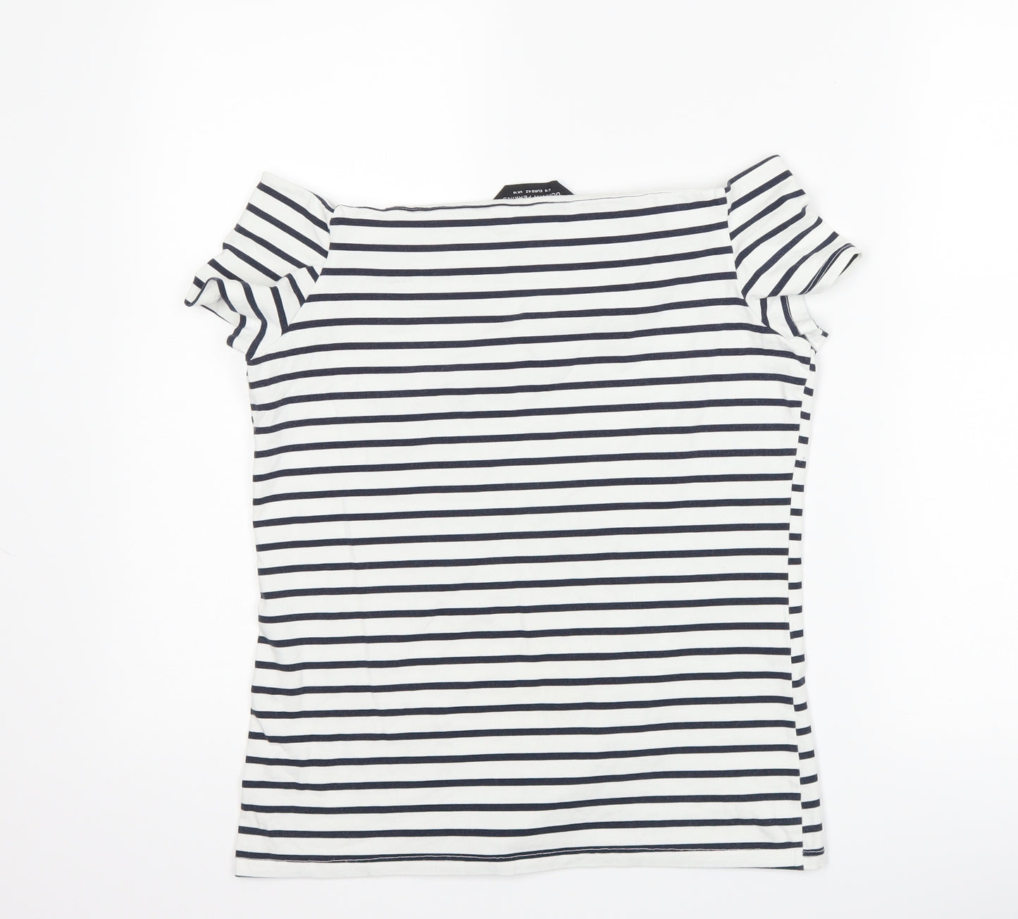 Dorothy Perkins Womens White Striped  Basic T-Shirt Size 14