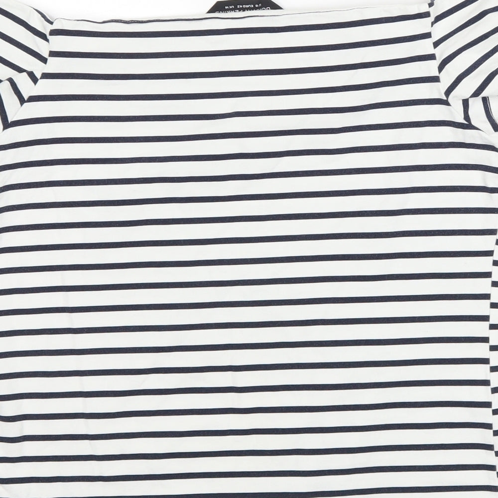 Dorothy Perkins Womens White Striped  Basic T-Shirt Size 14