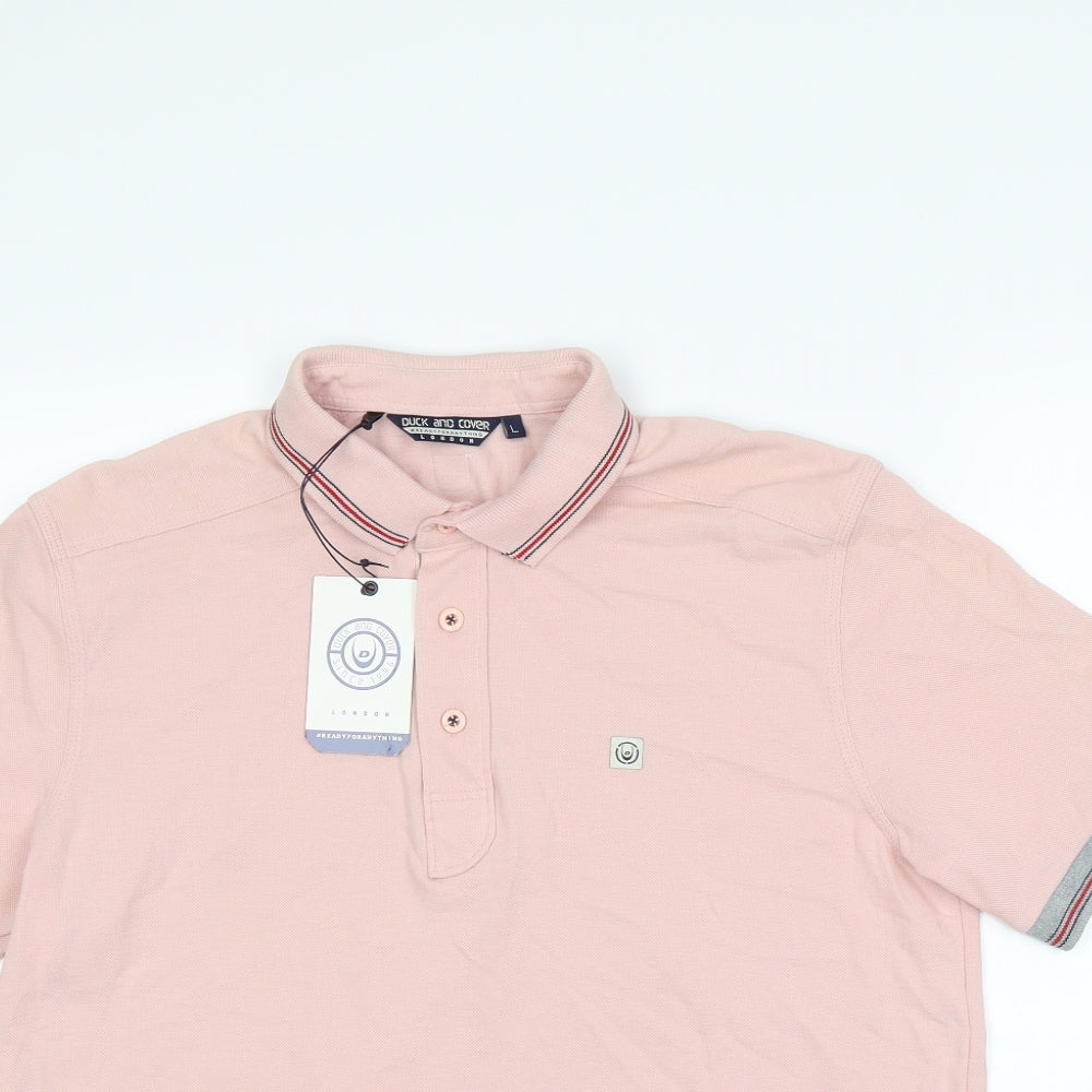 Duck and Cover Mens Pink    Polo Size L