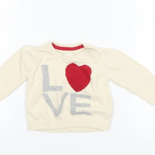 Gap Girls Beige   Pullover Jumper Size 3-6 Months  - love