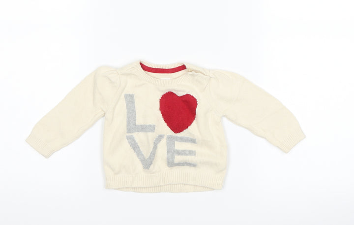 Gap Girls Beige Pullover Jumper Size 3-6 Months - love