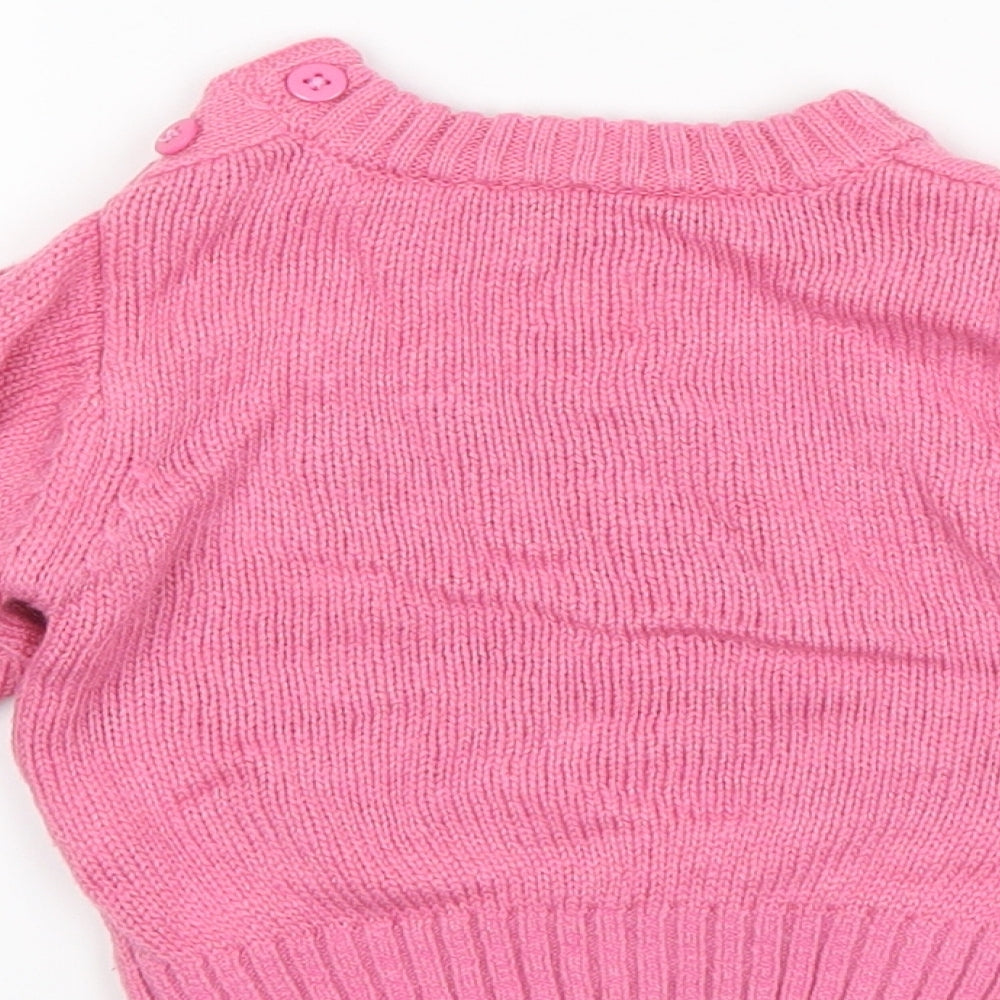 Studio Girls Pink   Pullover Jumper Size 6-9 Months  - christmas bear