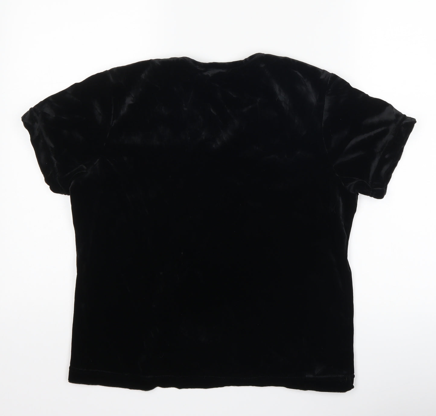 Anna Morella Womens Black Floral  Basic T-Shirt Size 14