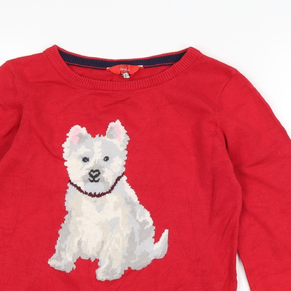 Joules Girls Red   Pullover Jumper Size 11-12 Years  - Dog