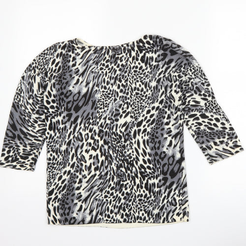 BHS Womens Grey Animal Print  Pullover Jumper Size 8