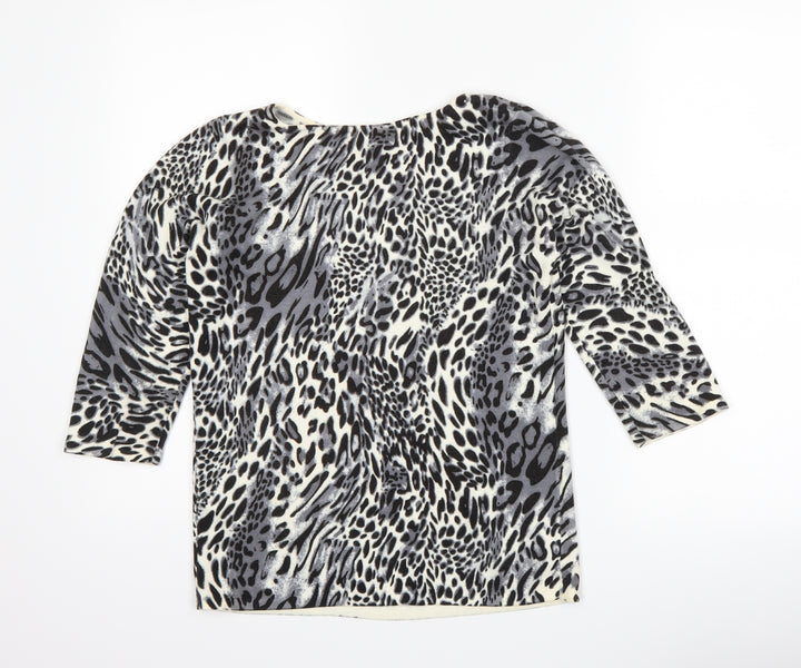 BHS Womens Grey Animal Print Pullover Jumper Size 8