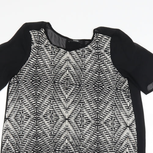 George Womens Black Geometric  Basic T-Shirt Size 8