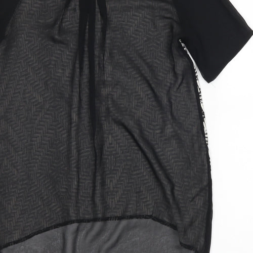 George Womens Black Geometric  Basic T-Shirt Size 8