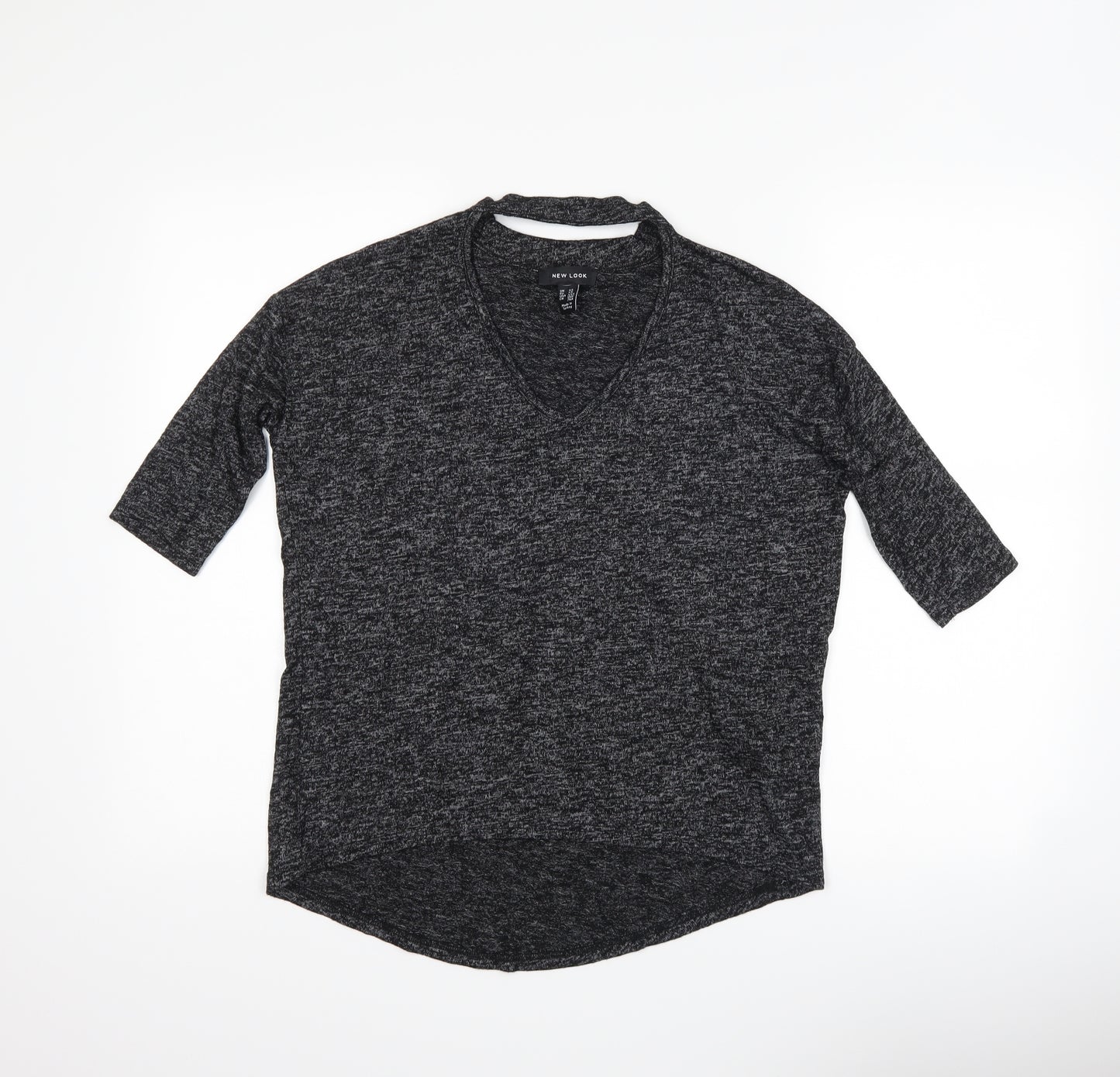 New Look Womens Black   Basic T-Shirt Size XS  - Cut Out Neckline