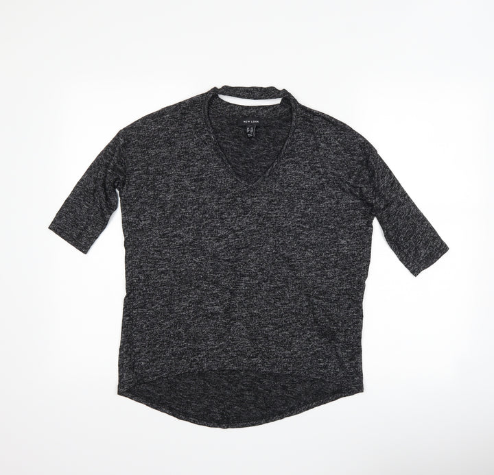 New Look Womens Black   Basic T-Shirt Size XS  - Cut Out Neckline