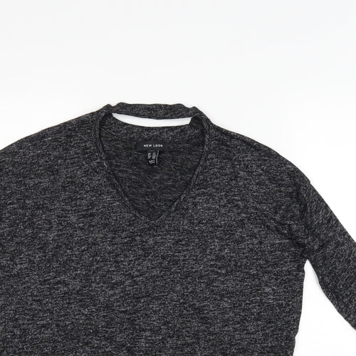 New Look Womens Black   Basic T-Shirt Size XS  - Cut Out Neckline