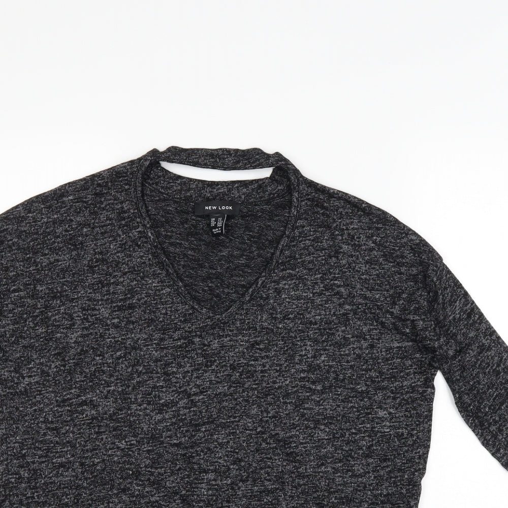 New Look Womens Black   Basic T-Shirt Size XS  - Cut Out Neckline