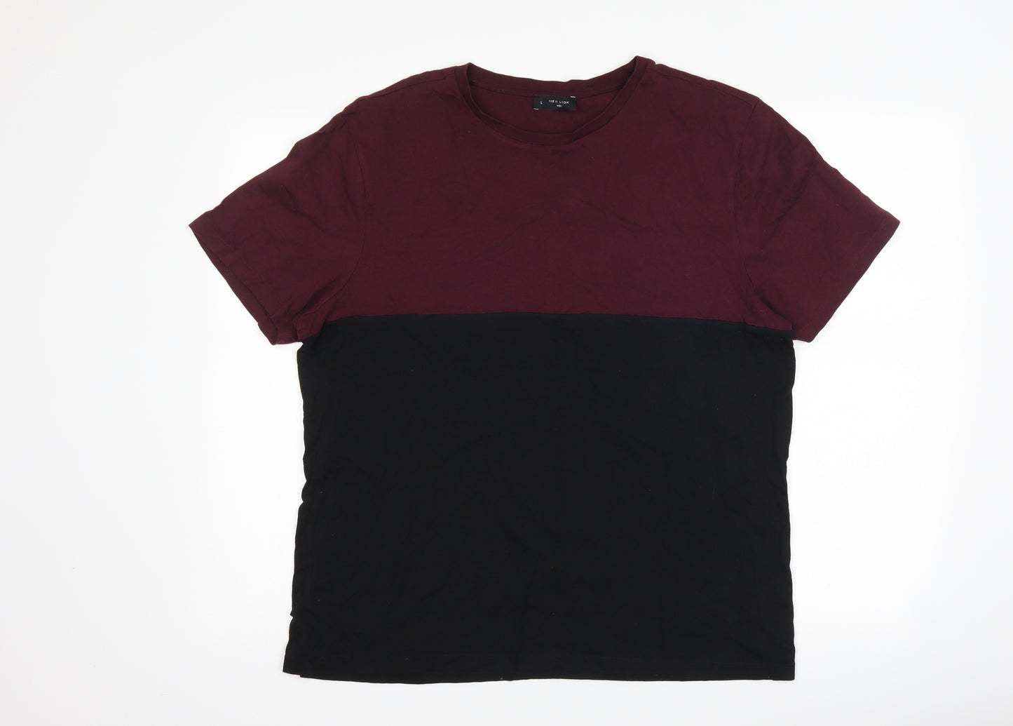 New Look Mens Black Striped   T-Shirt Size L