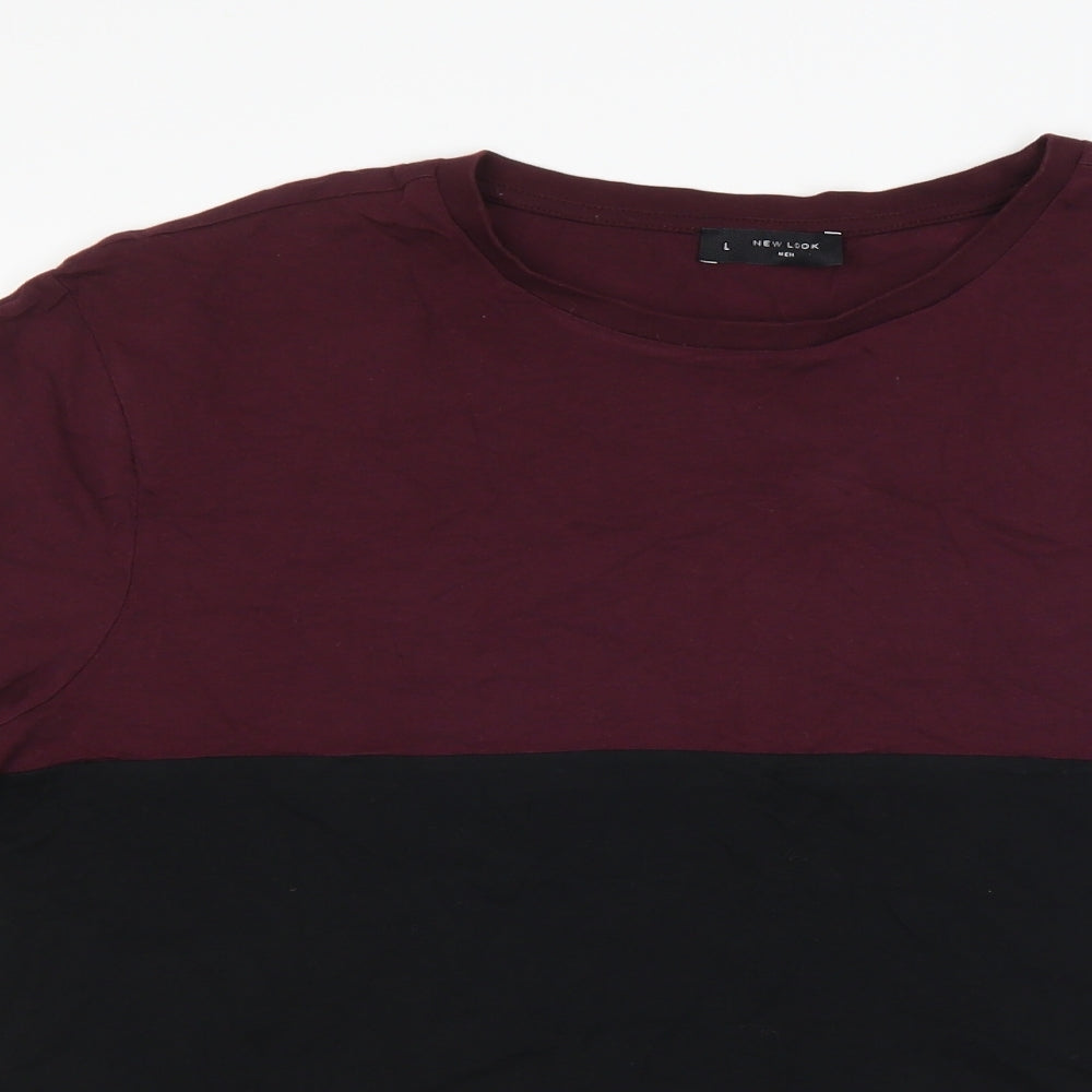 New Look Mens Black Striped   T-Shirt Size L