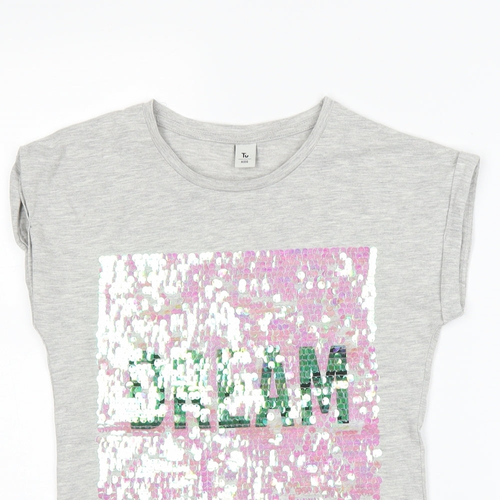 TU Girls Grey   Basic T-Shirt Size 9 Years  - dream